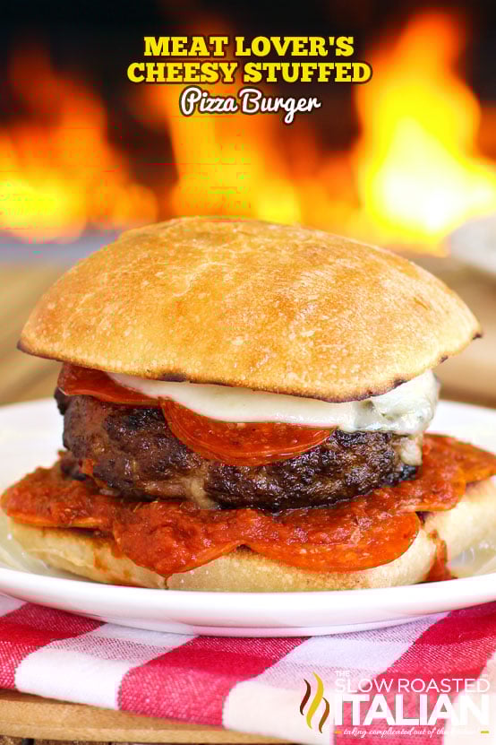 Easy Grilled Cheese-Stuffed Meat Lovers Pizza Burgers